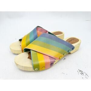 Kelsi Dagger Brooklyn Gear Clog Slide Sandal in Rainbow Multi Leather 11